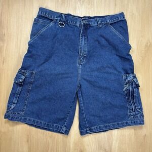 Vintage OTB Jean Shorts Mens *38 (40) Blue Jorts Denim Y2K Baggy Skater Pockets